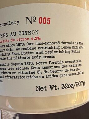 32oz XL CO Bigelow Lemon Citron Body Cream